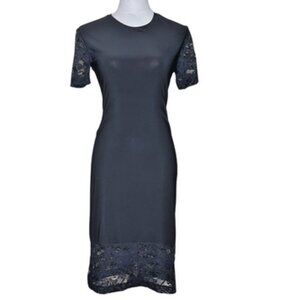Kamali Kulture Women's Black Lace Short Sleeve Dress Knee Length Sz Small Event